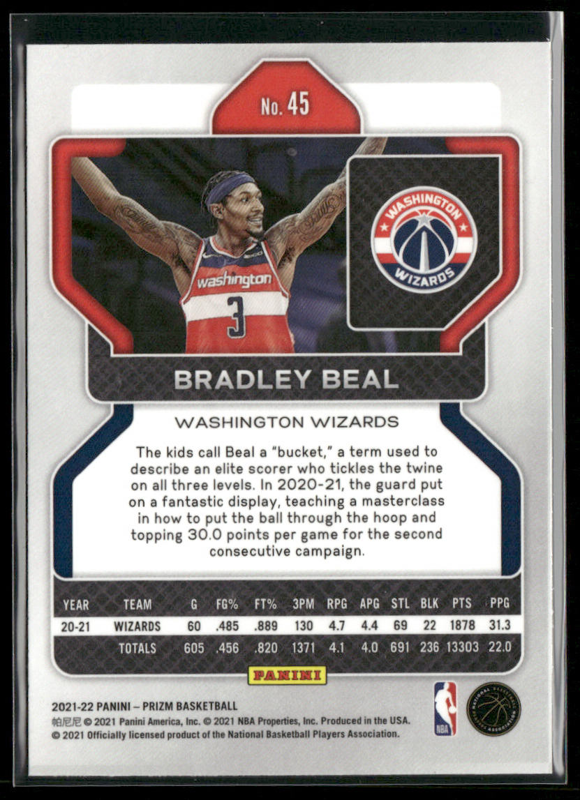 Bradley Beal 2021-22 Panini Prizm #45 Washington Wizards