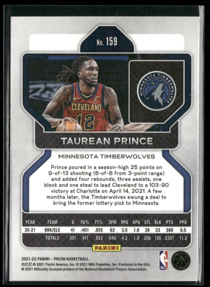Taurean Prince 2021-22 Panini Prizm #159 Minnesota Timberwolves