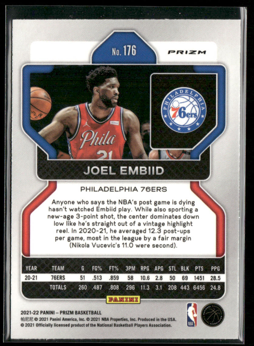 Joel Embiid 2021-22 Panini Prizm Green Wave #176 Philadelphia 76ers