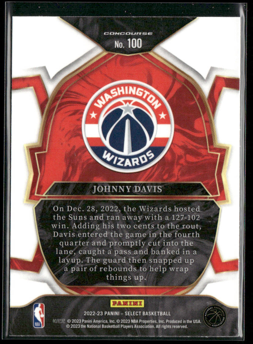 Johnny Davis 2022-23 Panini Select Blue (Retail Base) #100 RC Washington Wizards