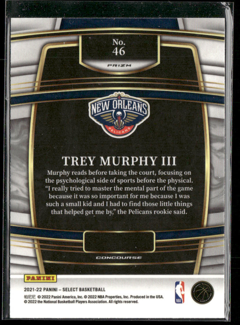 Trey Murphy III 2021-22 Panini Select Blue Shimmer Prizms #46 RC