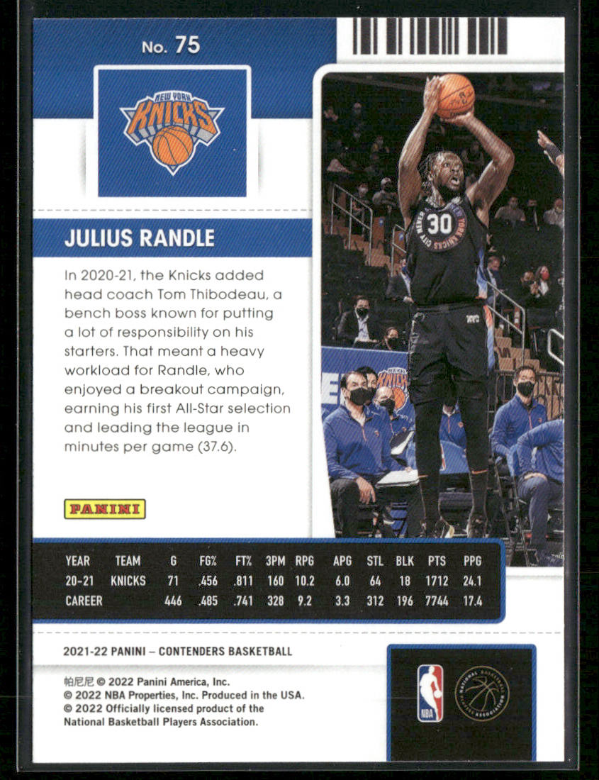 Julius Randle 2021-22 Panini Contenders #75 New York Knicks