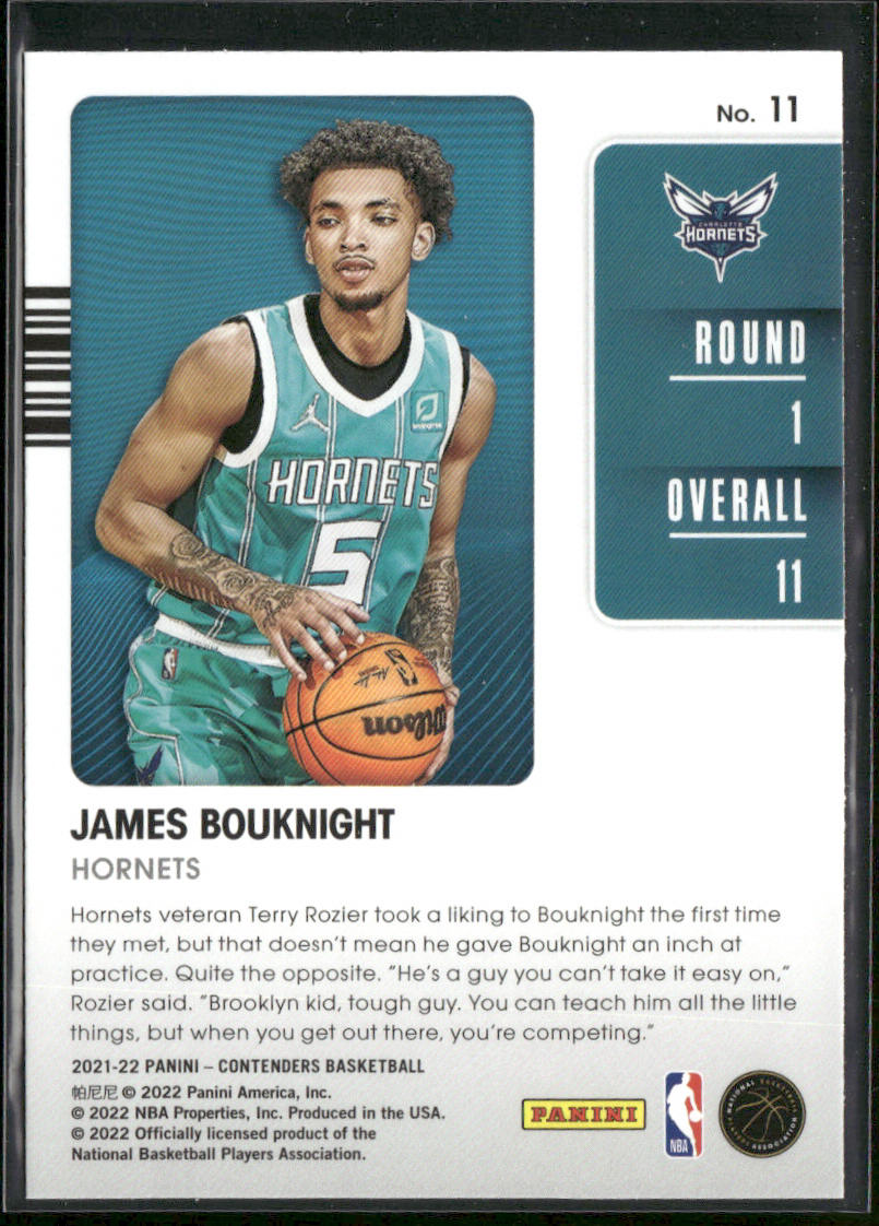 James Bouknight 2021-22 Panini Contenders 2021 Draft Class #11 Charlotte Hornets