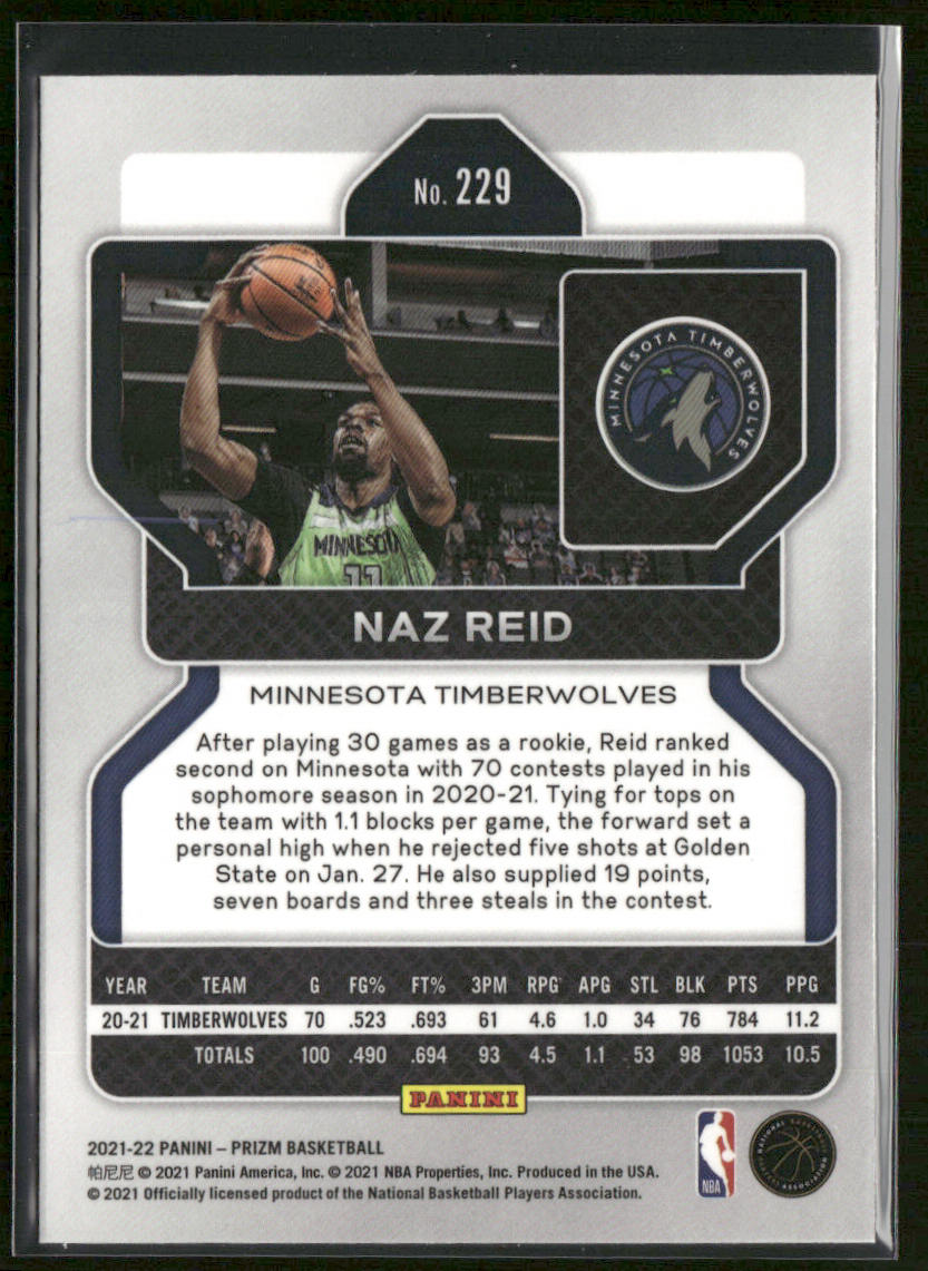 Naz Reid 2021-22 Panini Prizm #229 Minnesota Timberwolves