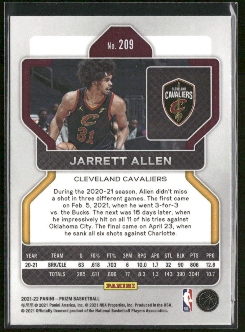 Jarrett Allen 2021-22 Panini Prizm #209 Cleveland Cavaliers