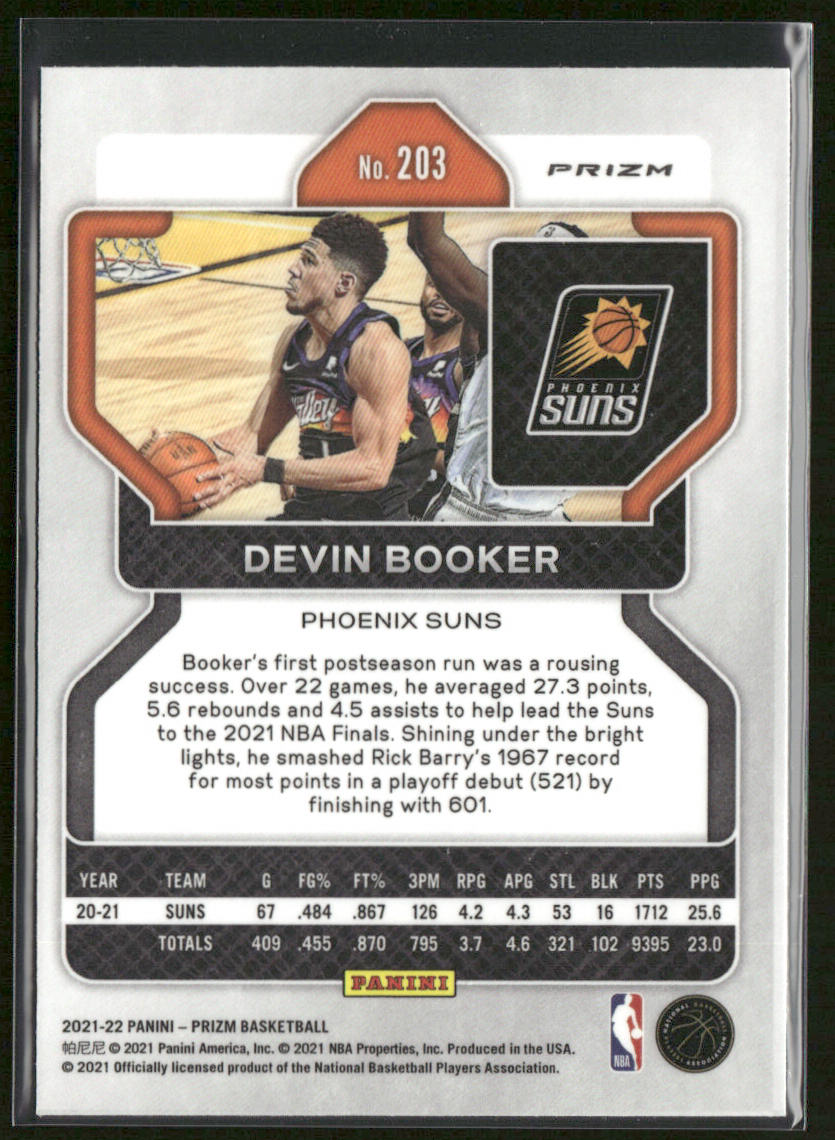 Devin Booker 2021-22 Panini Prizm Silver #203 Phoenix Suns