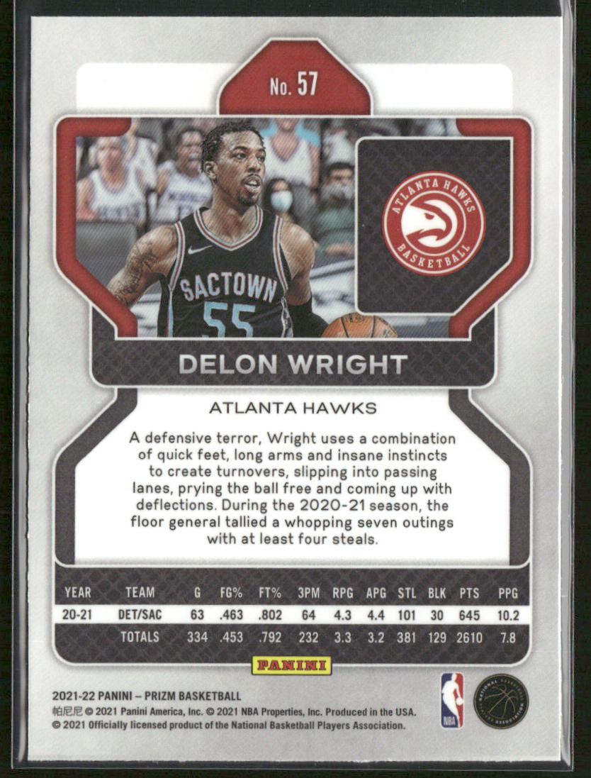 Delon Wright 2021-22 Panini Prizm #57 Atlanta Hawks back