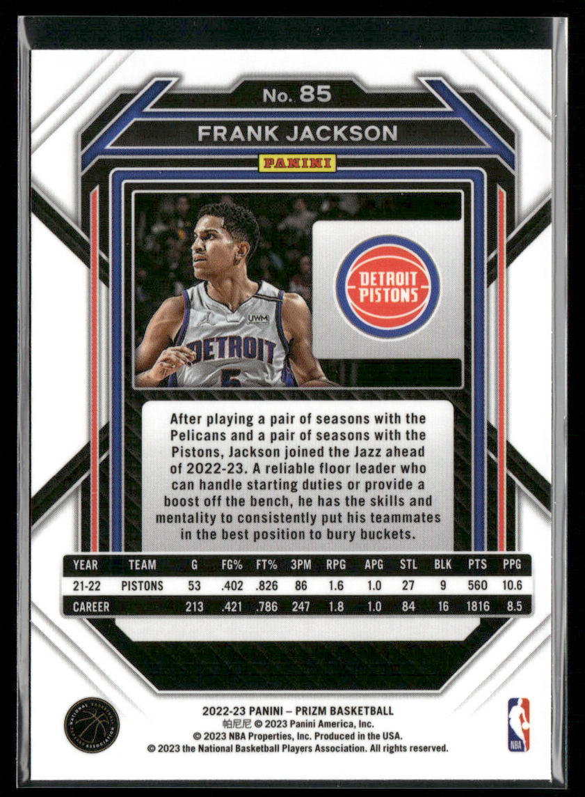 Frank Jackson 2022-23 Panini Prizm #85 Detroit Pistons