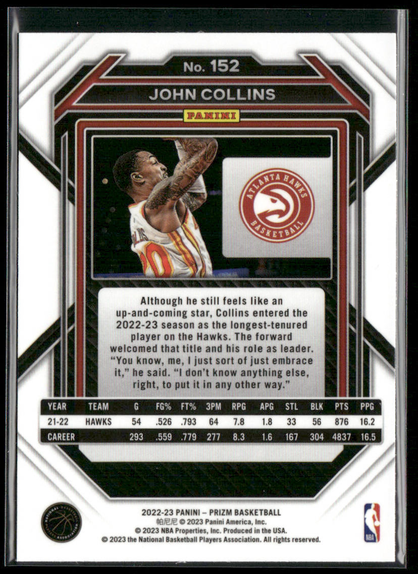 John Collins 2022-23 Panini Prizm #152 Atlanta Hawks