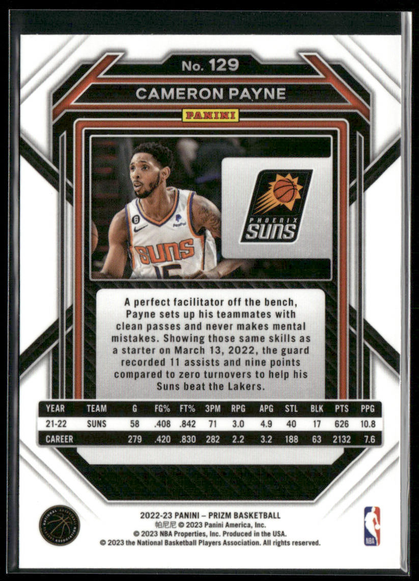 Cameron Payne 2022-23 Panini Prizm #129 Phoenix Suns