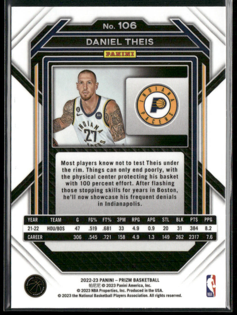 Daniel Theis 2022-23 Panini Prizm #106 Indiana Pacers