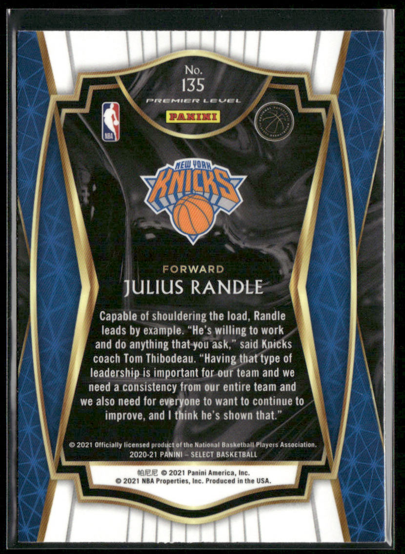 Julius Randle 2020-21 Panini Select Blue #135 New York Knicks