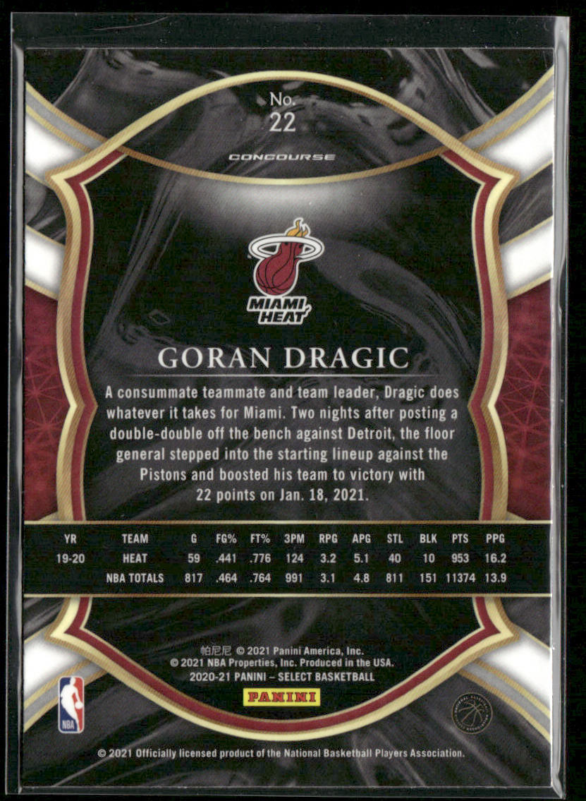 Goran Dragic 2020-21 Panini Select Blue #22 Miami Heat