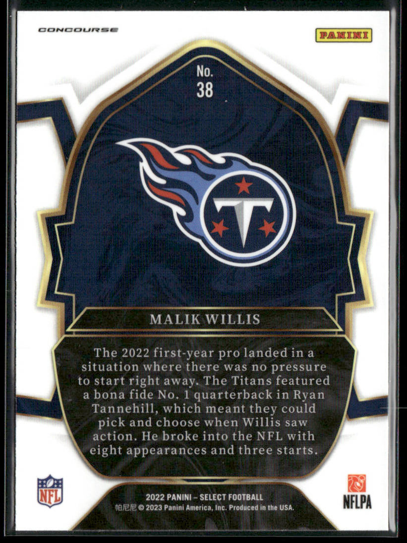 Malik Willis 2022 Panini Select #38 RC Tennessee Titans