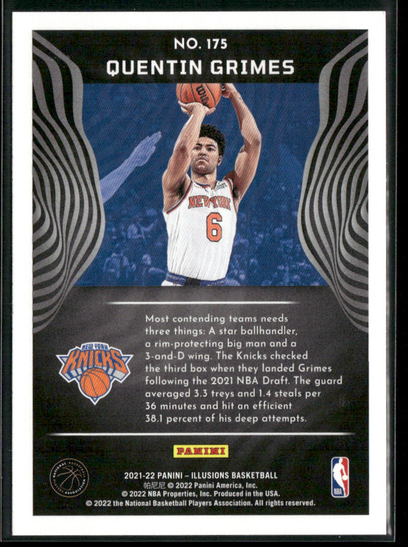 Quentin Grimes 2021-22 Panini Illusions #175 RC New York Knicks