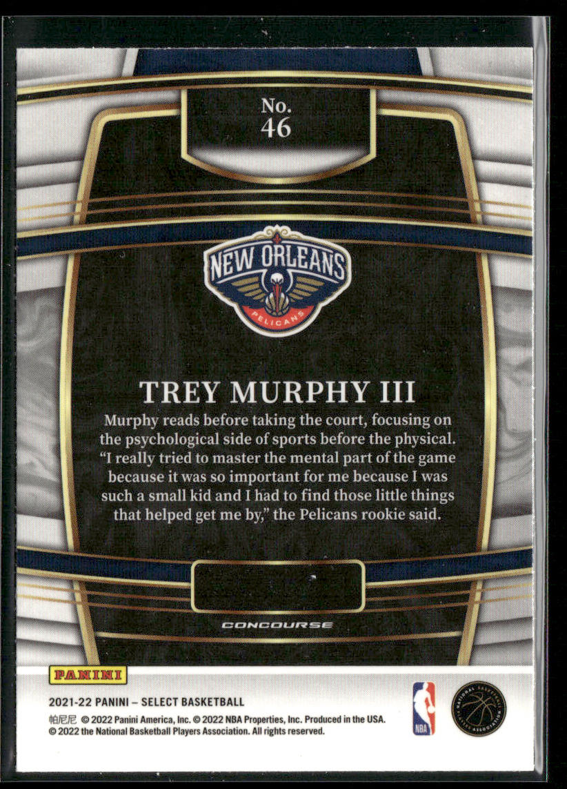 Trey Murphy III 2021-22 Panini Select Blue (Retail Base) #46 RC Pelicans