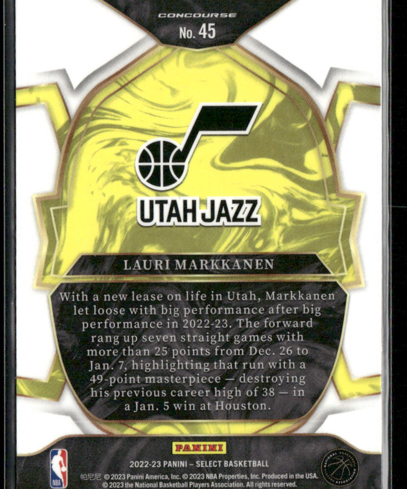 Lauri Markkanen 2022-23 Panini Select Blue (Retail Base) #45 Utah Jazz