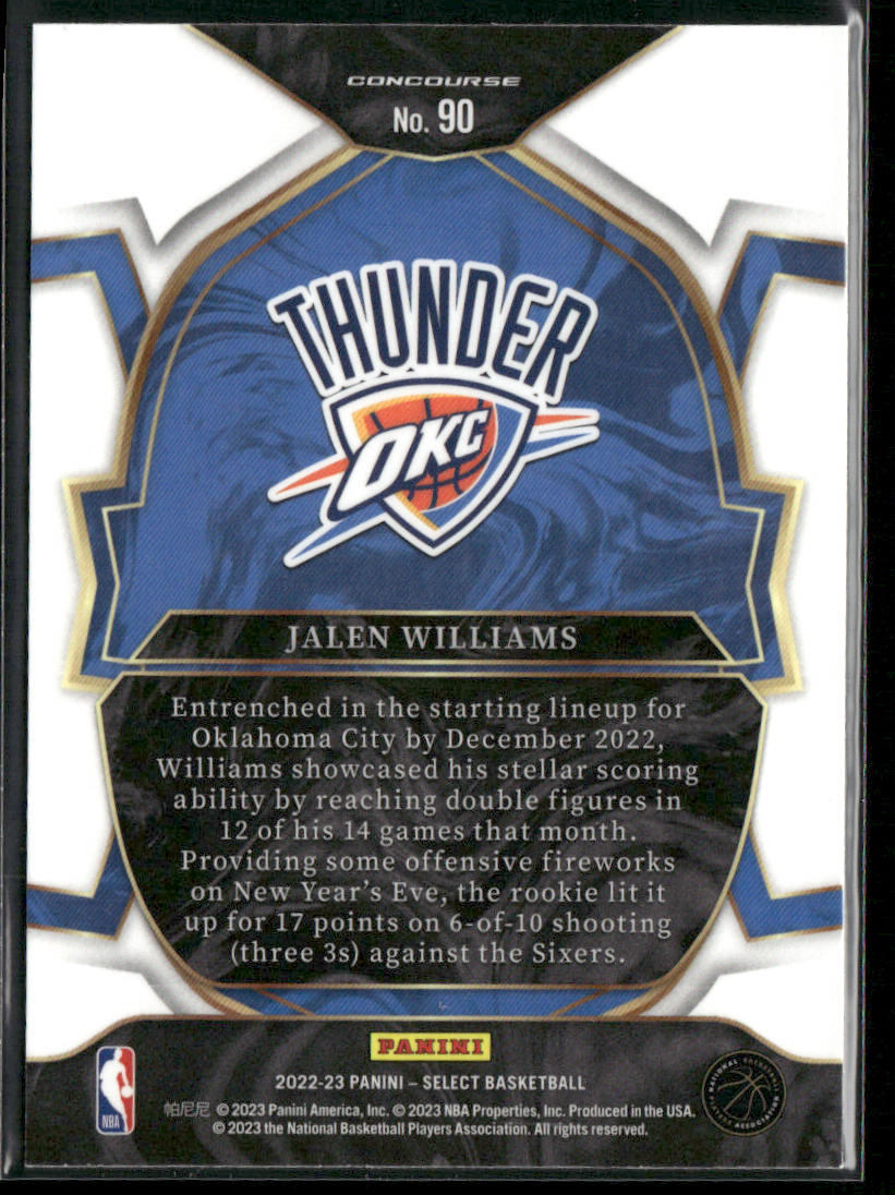 Jalen Williams 2022-23 Panini Select Blue (Retail Base) #90 RC City Thunder
