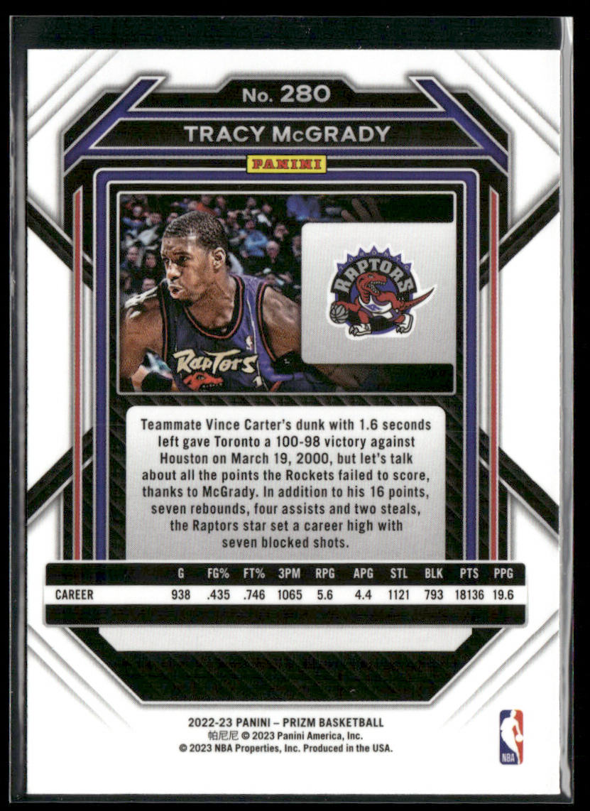 Tracy McGrady 2022-23 Panini Prizm #280 Toronto Raptors