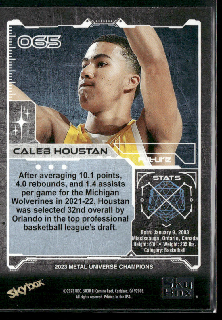 Caleb Houstan 2023 SkyBox Metal Universe Champions #065