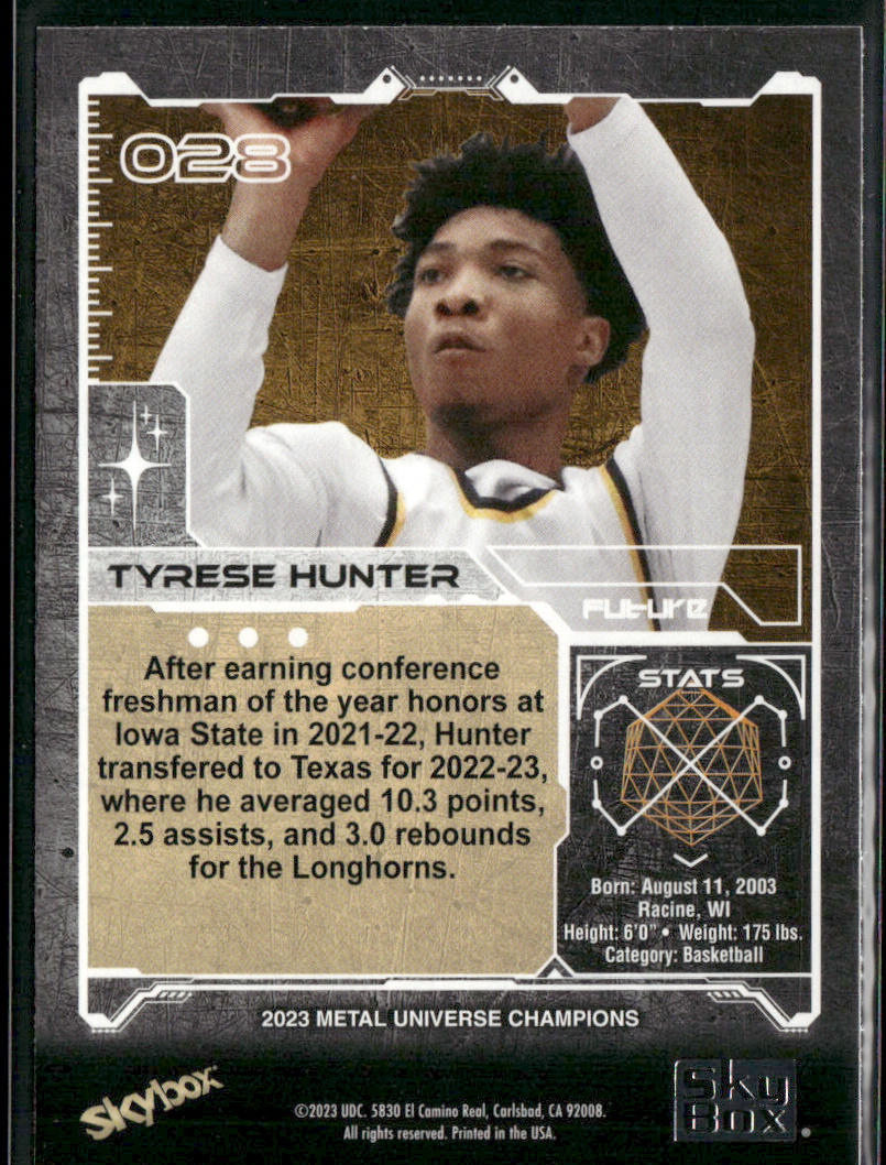 Tyrese Hunter 2023 SkyBox Metal Universe Champions #028