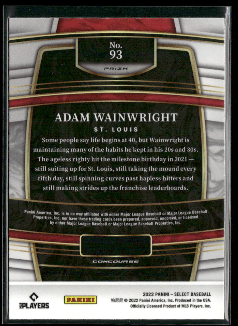 Adam Wainwright 2022 Panini Select Holo #93 St. Louis Cardinals