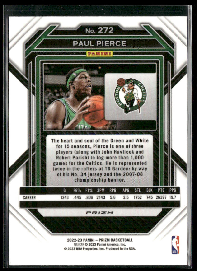 Paul Pierce 2022-23 Panini Prizm Prizms Silver #272 Boston Celtics