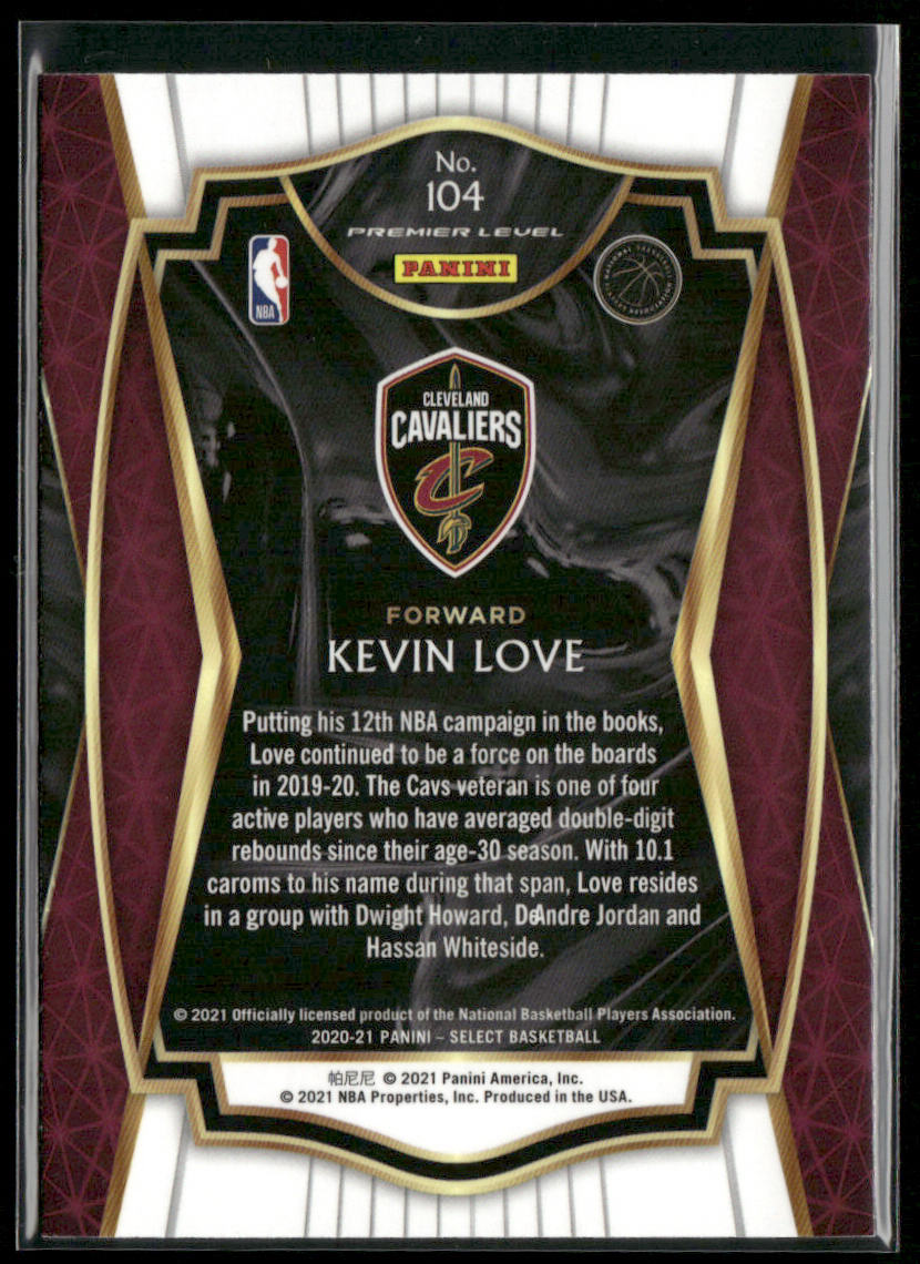 Kevin Love 2020-21 Panini Select Blue #104 Cleveland Cavaliers