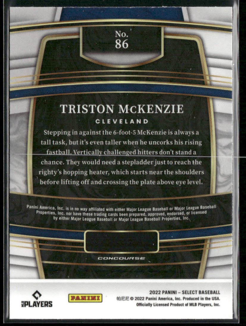 Triston McKenzie 2022 Panini Select Blue Retail Base #86 Cleveland Guardians
