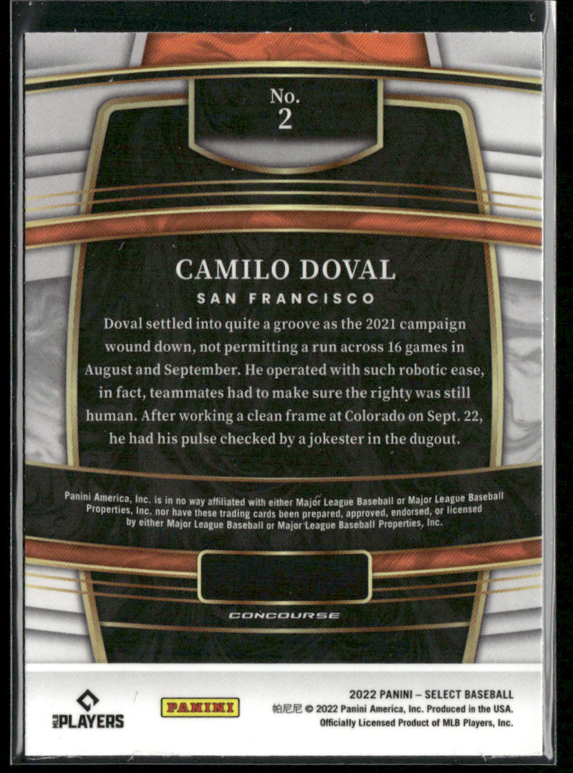 Camilo Doval 2022 Panini Select Blue Retail Base #2 RC San Francisco Giants