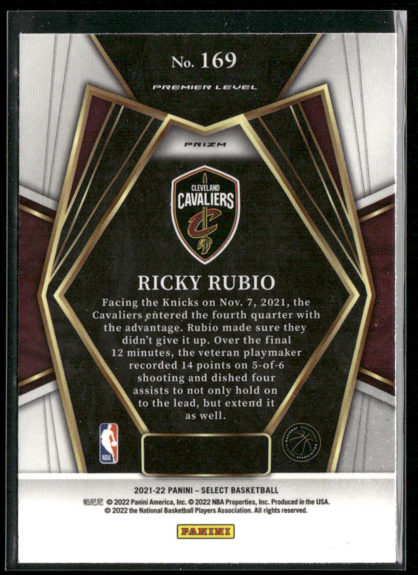 Ricky Rubio 2021-22 Panini Select Blue Prizms #169 Cleveland Cavaliers