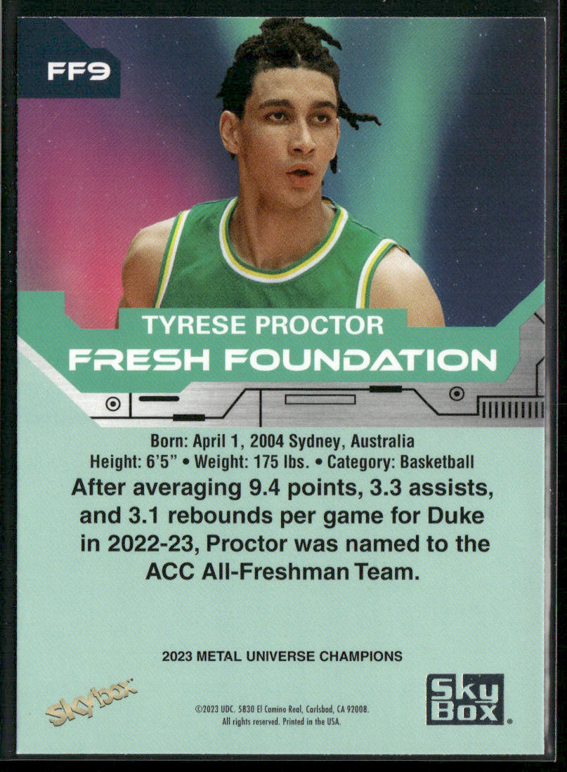 Tyrese Proctor 2023 SkyBox Metal Universe Champions Fresh Foundation #FF9