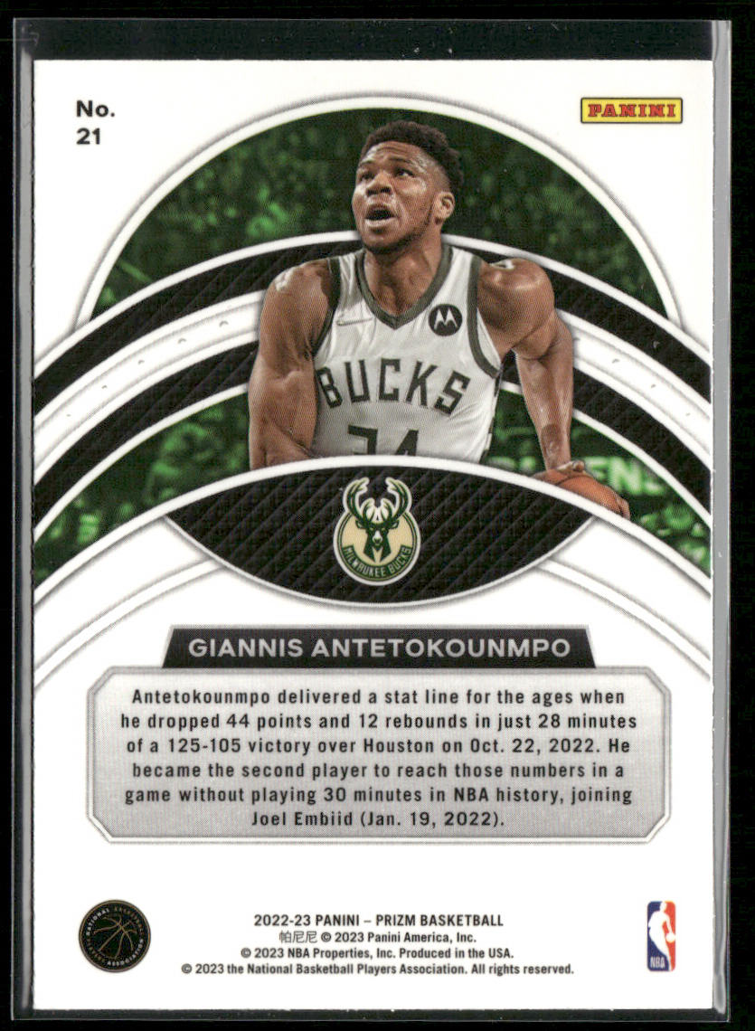 Giannis Antetokounmpo 2022-23 Panini Prizm Dominance #21 Milwaukee Bucks