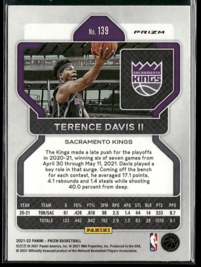 Terence Davis II 2021-22 Panini Prizm Ice #139 Sacramento Kings