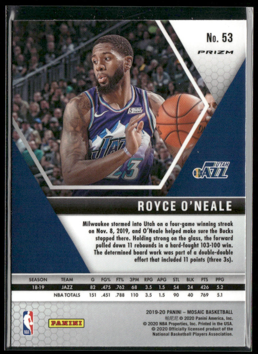Royce O'Neale 2019-20 Panini Mosaic Reactive Orange #53 Utah Jazz