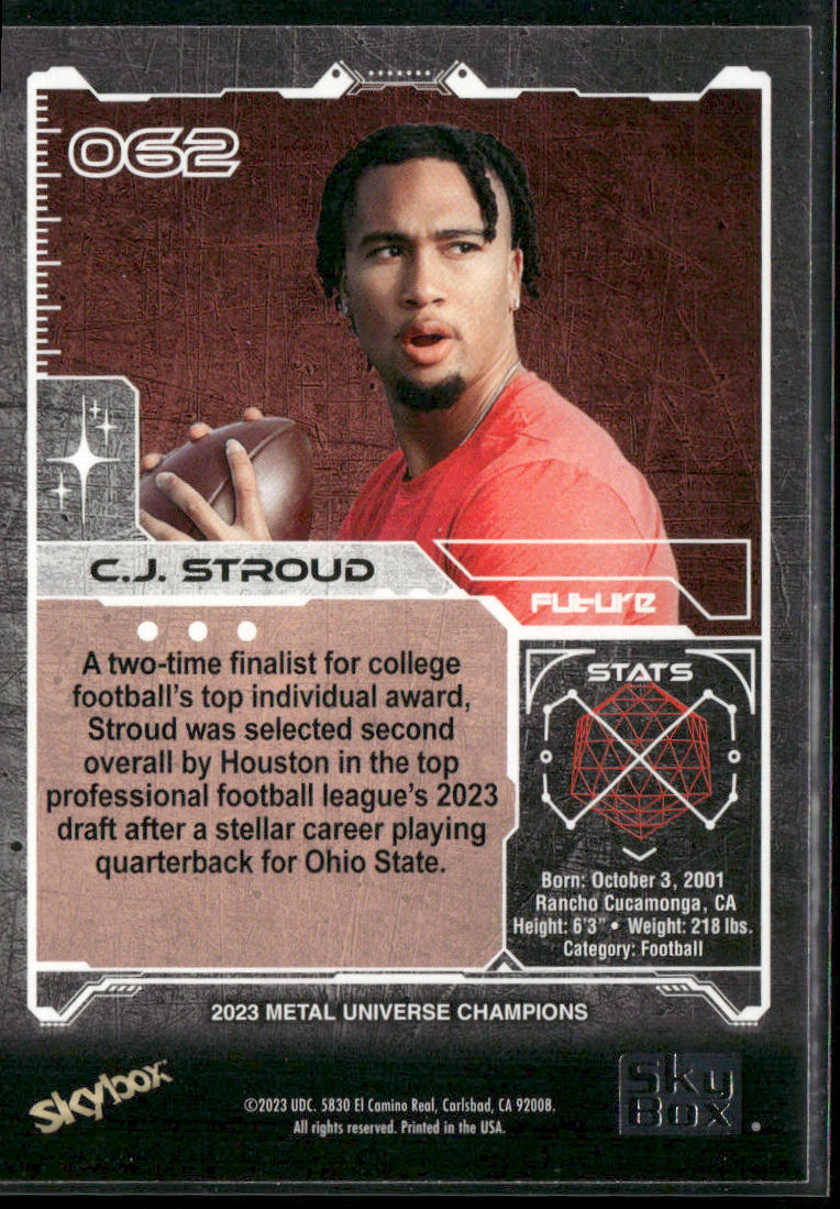 C.J. Stroud 2023 SkyBox Metal Universe Champions Aqua #062