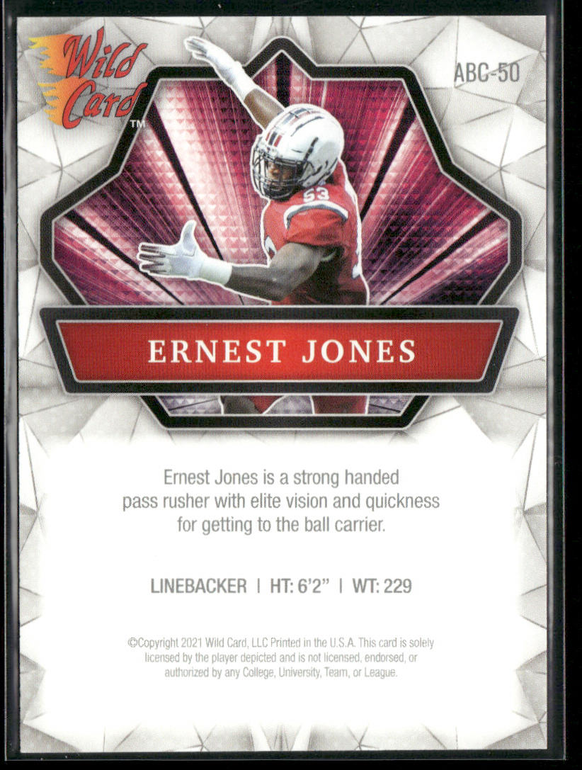 Ernest Jones 2021 Wild Card Alumination #ABC-50 South Carolina Gamecocks back