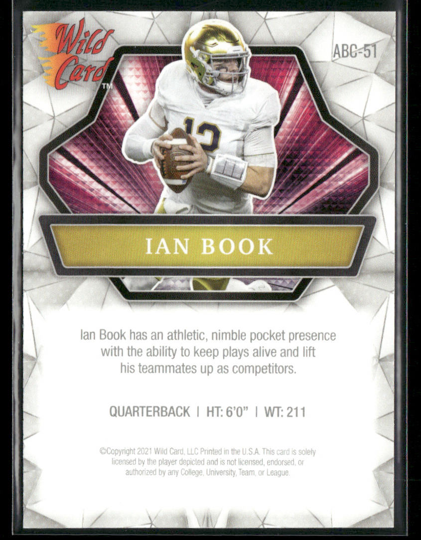 Ian Book 2021 Wild Card Alumination #ABC-51 Notre Dame Fighting Irish back