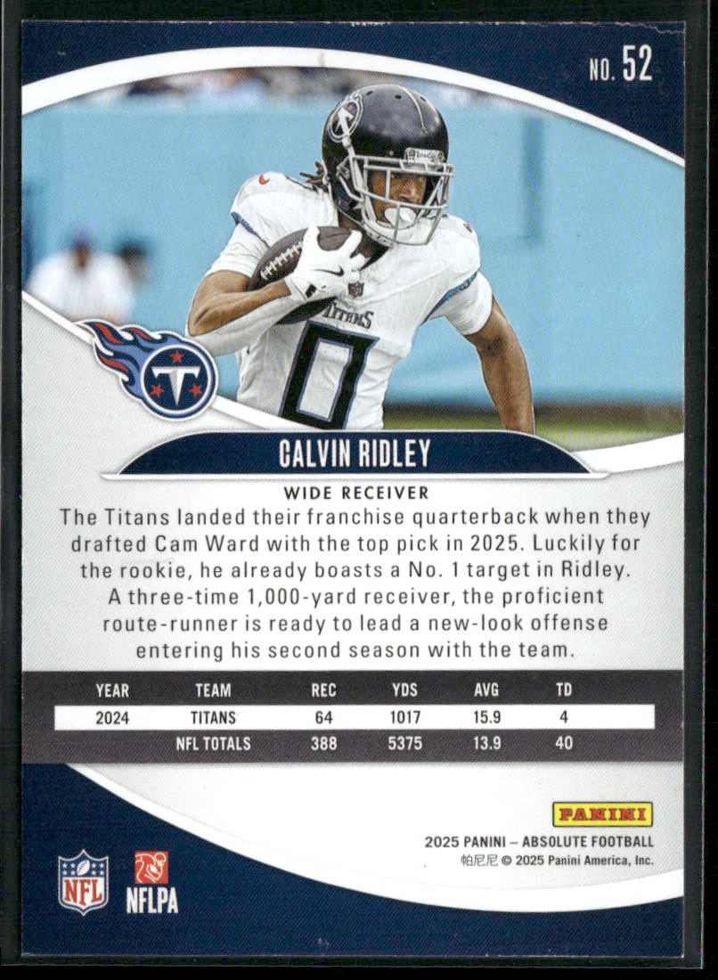 Calvin Ridley 2025 Panini Absolute Retail #52 Tennessee Titans back