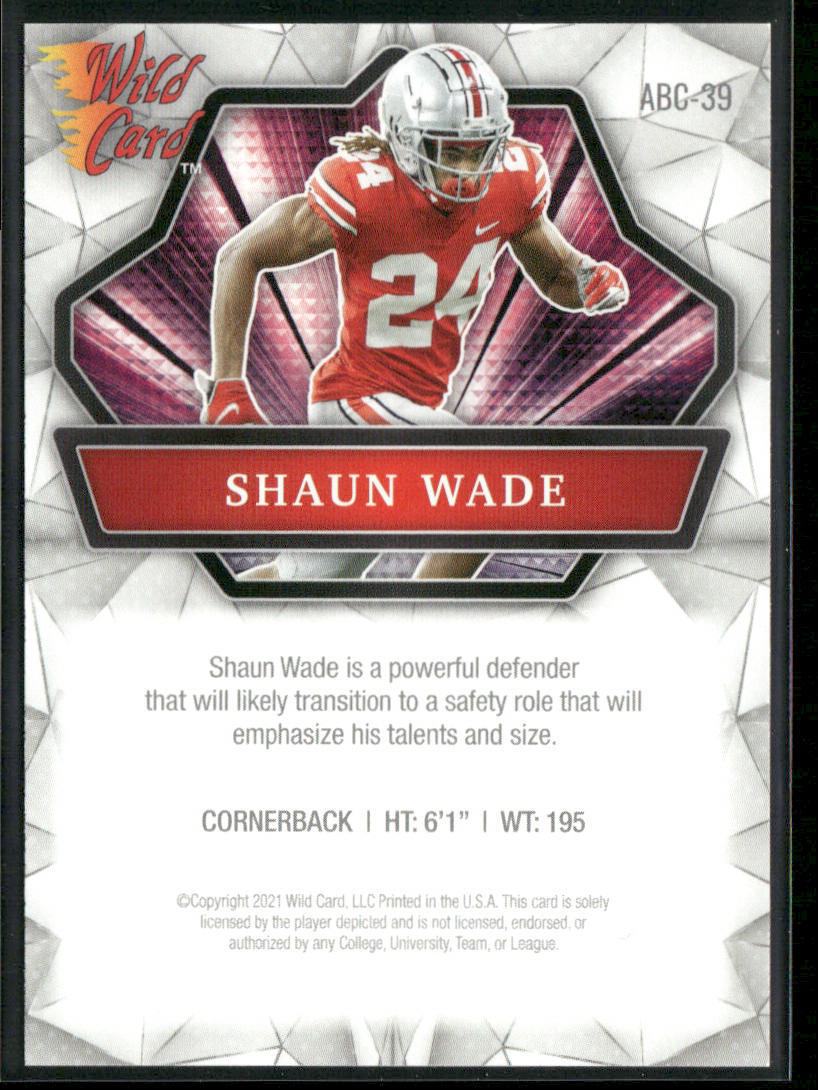 Shaun Wade 2021 Wild Card Alumination #ABC-39 Ohio State Buckeyes back