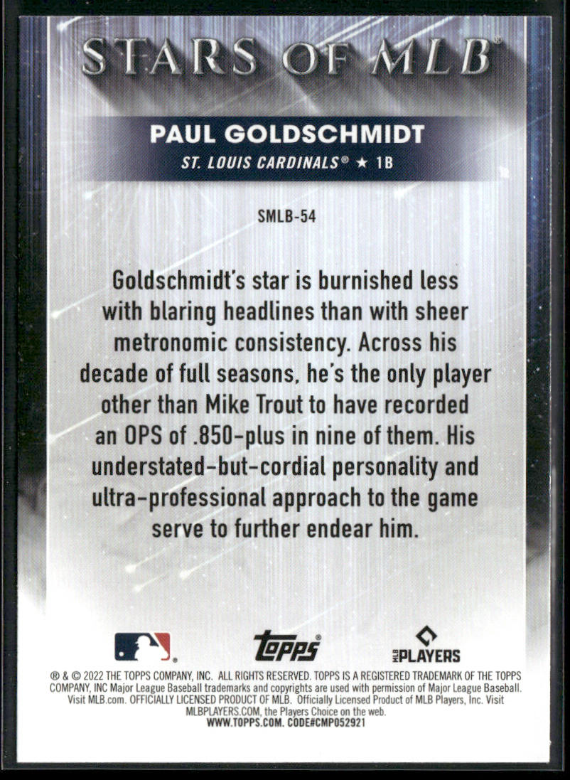 Paul Goldschmidt 2022 Topps Stars of MLB #SMLB-54 St. Louis Cardinals back