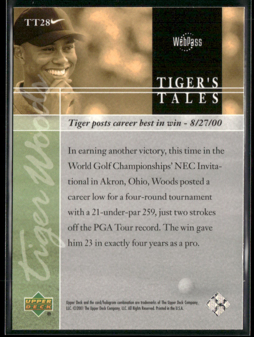 Tiger Woods 2001 Upper Deck Tiger's Tales #TT28 back