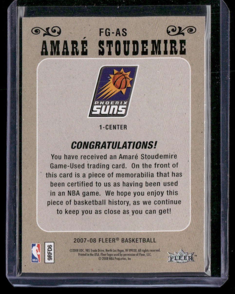 Amare Stoudemire 2007-08 Fleer Feel the Game #FG-AS MEM Phoenix Suns back