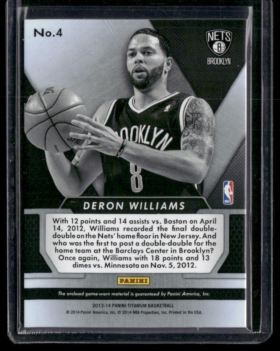 Deron Williams 2013-14 Panini Titanium Double Double Jerseys #4 MEM,SN back