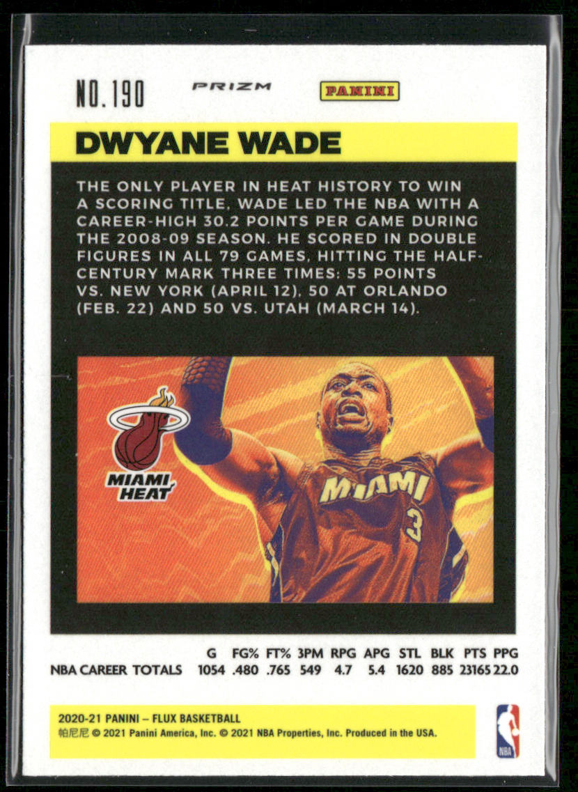 Dwyane Wade 2020-21 Panini Flux Silver #190 Miami Heat back