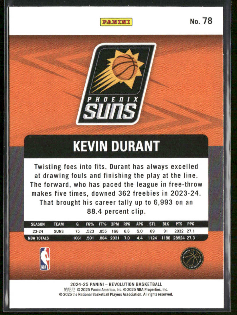 Kevin Durant 2024-25 Panini Revolution #78 Phoenix Suns back