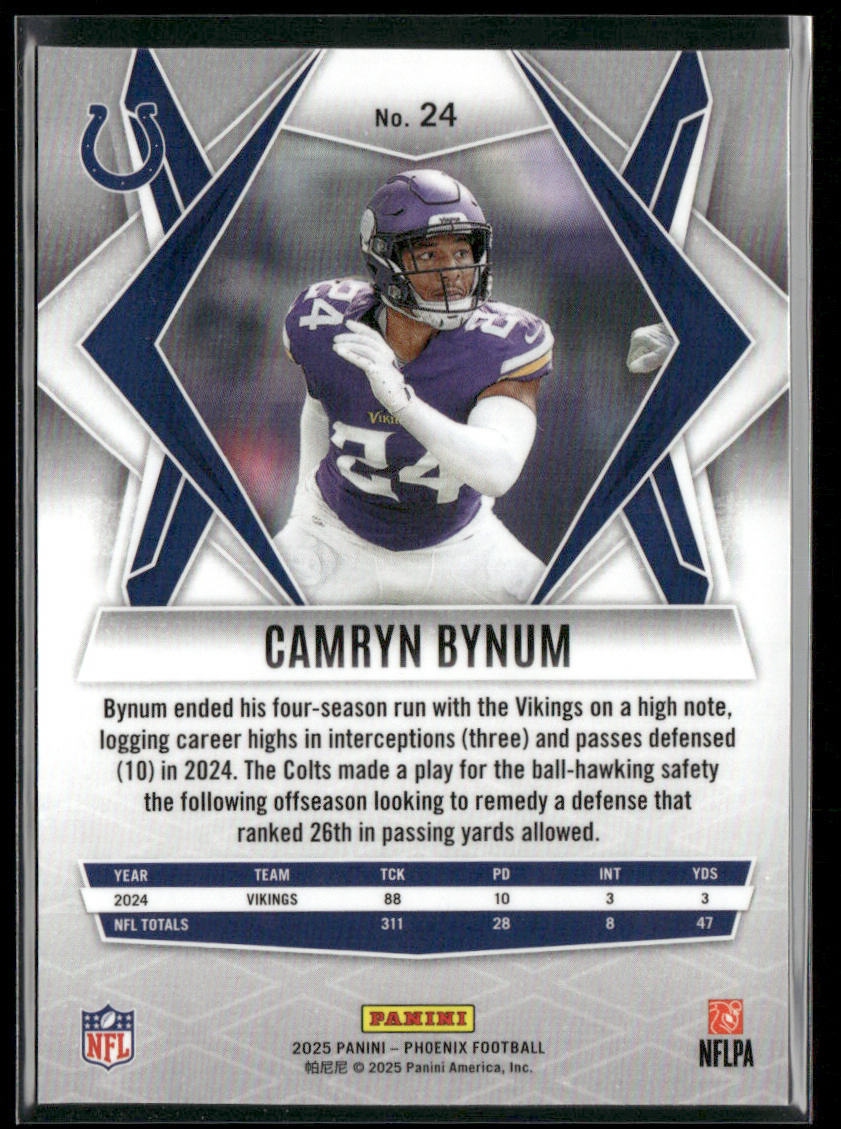 Camryn Bynum 2025 Panini Phoenix #24 Indianapolis Colts back