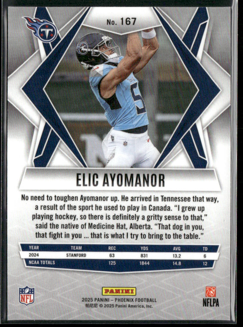 Elic Ayomanor 2025 Panini Phoenix #167 RC Tennessee Titans back