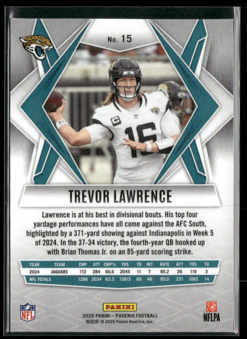 Trevor Lawrence 2025 Panini Phoenix #15 Jacksonville Jaguars back