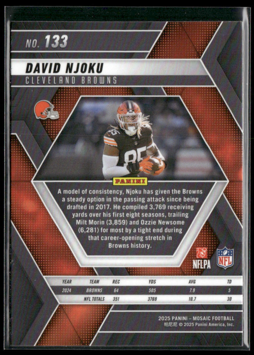 David Njoku 2025 Panini Mosaic #133 Cleveland Browns back